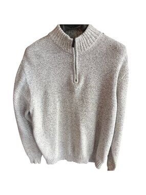 Chaps Mens XL Quarter-Zip Sweater Cotton/Polyester Blend Heather Gray 27k